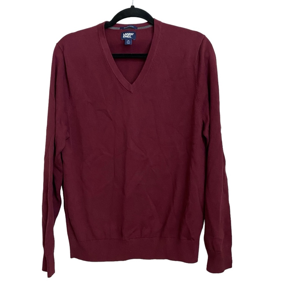 Lands End Supima Cotton V Neck Sweater Size M